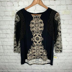 NWT Style & Co.'Guilded Jewels' Blouse Size PM